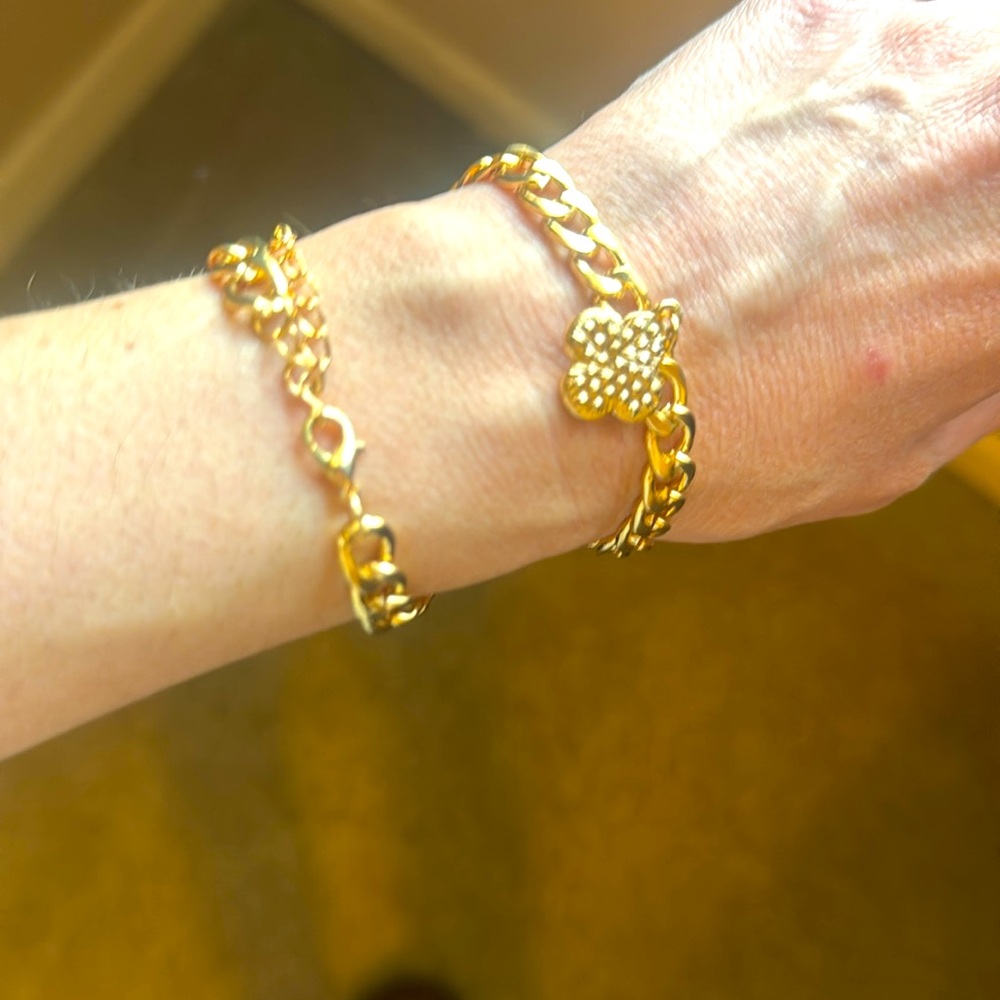 Pastel Collectionn Gold Double Wrap Gold Bracelet with Silver Charm